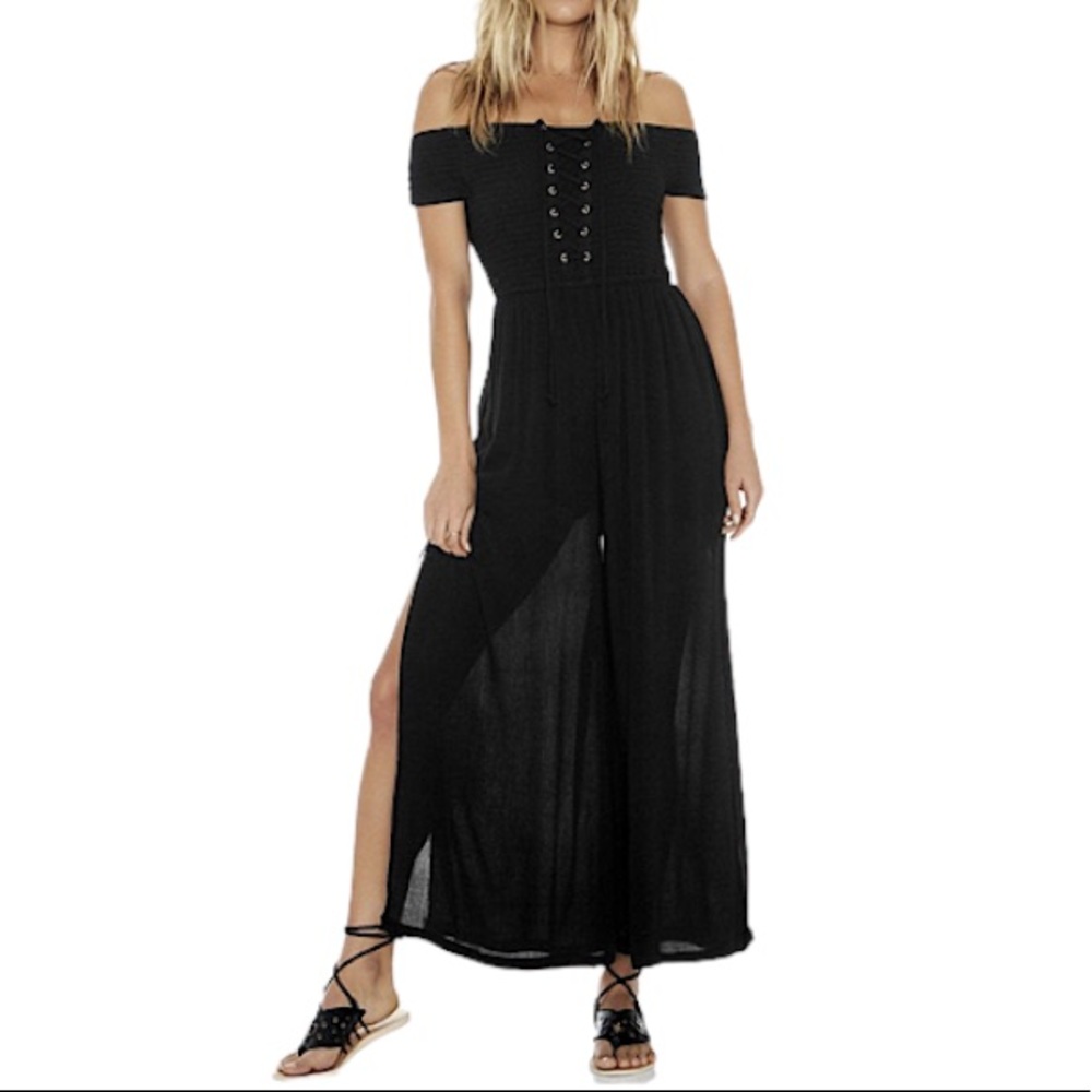 L*Space São Paulo Romper Jumpsuit in Black SZ M NWT - Picture 1 of 9
